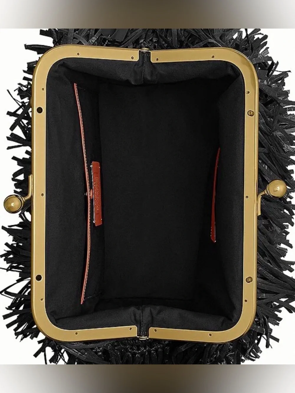 COACH Kisslock Frame Bag 27 in Black Straw Fringe Clutch Bag - NWT